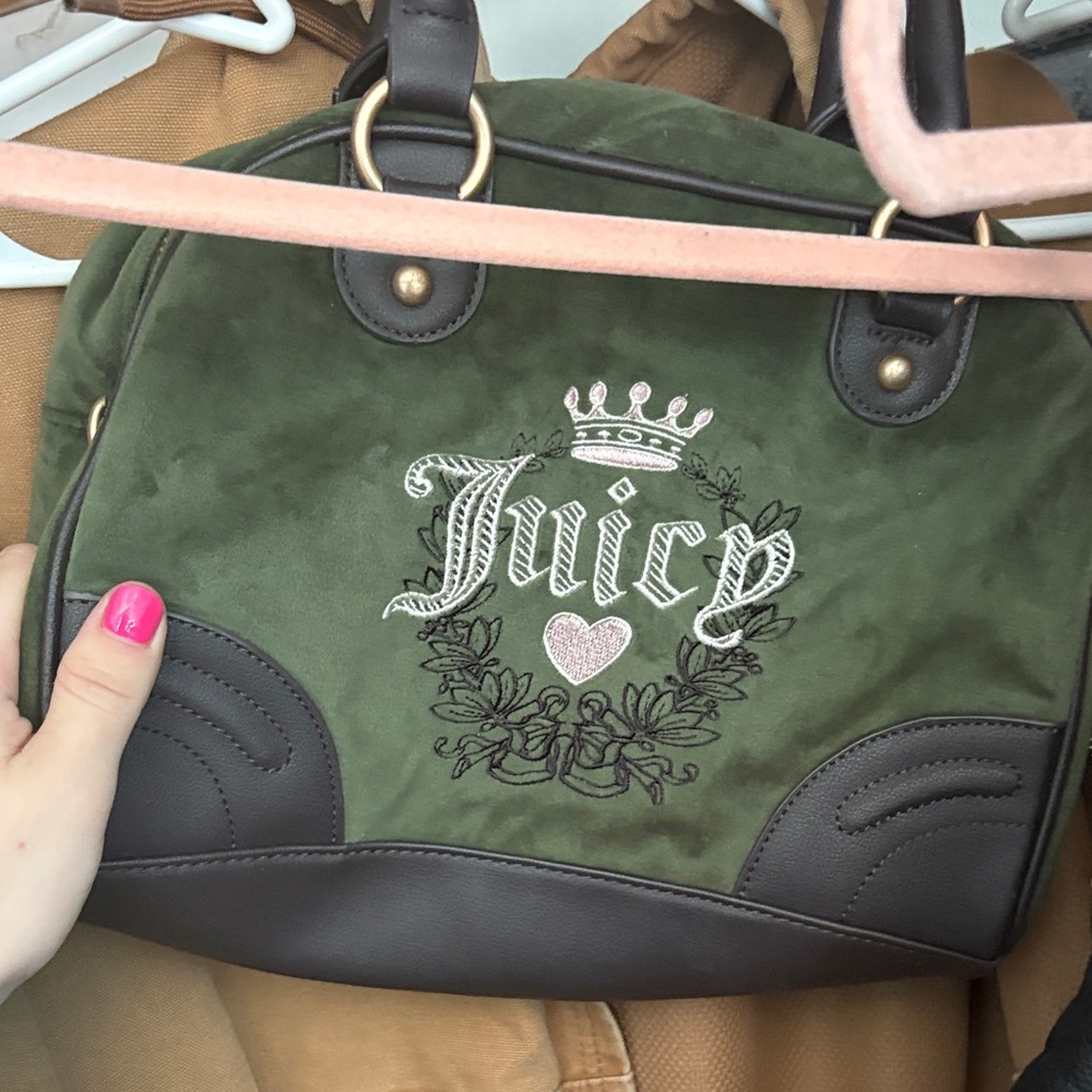 Juicy Couture Olive and Dark Brown Satchel